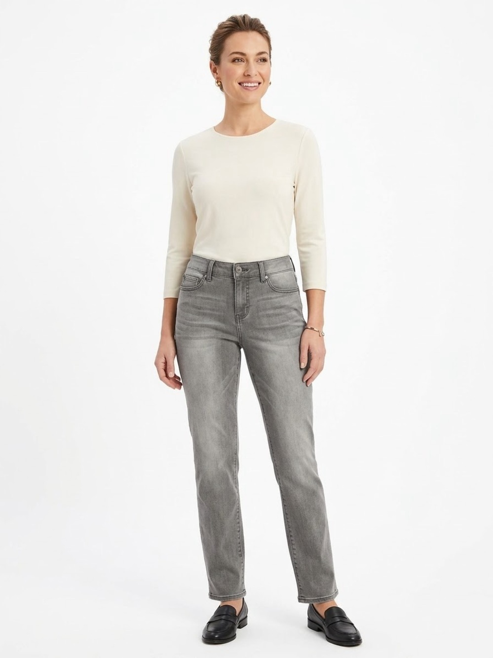 Code Bleu Chelsea Classic Straight Gray Jeans Petite 6P